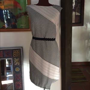 Elegant Black and White Striped Dress